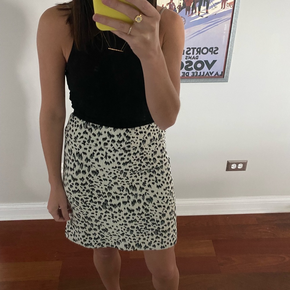 Black and White Animal Print High Waisted Skirt